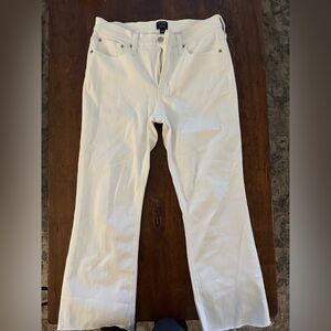 White crop flare jeans